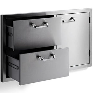 Sedona by Lyne 36 in. Double Drawer and Access Door Storage System - Stainless Steel, , hires