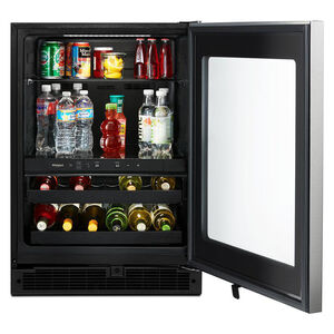 Whirlpool 24 in. 5.2 cu. ft. Built-In/Freestanding Beverage Center with 14 Bottle Wine Storage, Dual Zones & Digital Control - Stainless Steel, , hires