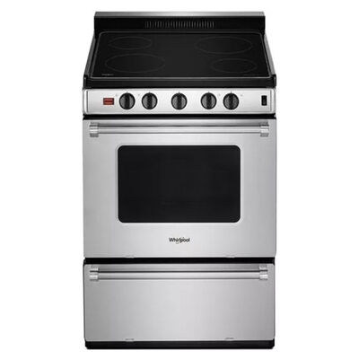 Whirlpool 24 in. 2.9 cu. ft. Oven Freestanding Electric Range with 4 Smoothtop Burners - Stainless Steel | WFE500M4HS