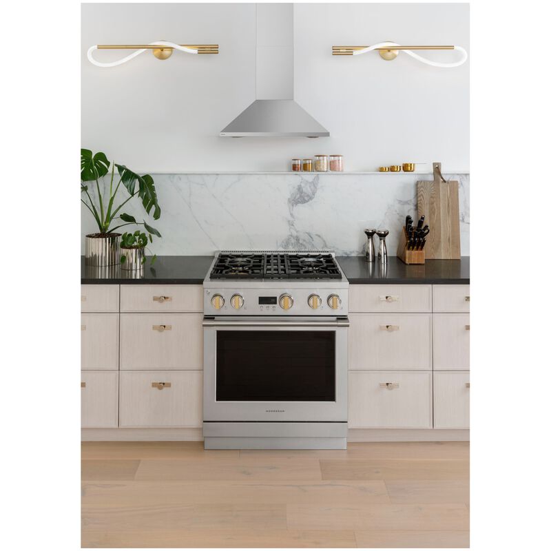 Monogram 30 in. Smart Convertible Chimney Style Range Hood with 4 Speed Settings & 1 LED Light - Stainless Steel, , hires