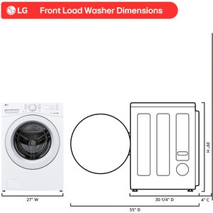LG 27 in. 4.5 cu. ft. Smart Stackable Front Load Washer with AI Wash - White, , hires