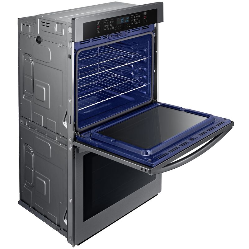 Samsung 30 in. 10.2 cu. ft. Smart Top Control Electric Double Wall Oven - Fingerprint Resistant Black Stainless Steel, Black Stainless, hires