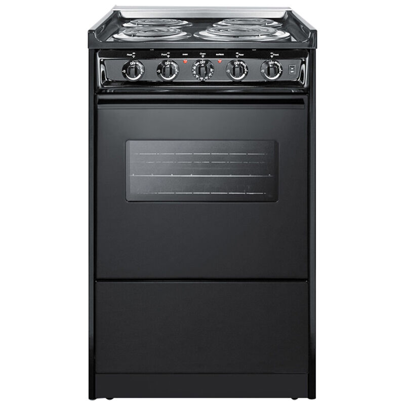 Summit 20 in. 2.4 cu. ft. Slide-In Electric Range with Coil Burners - Black, , hires