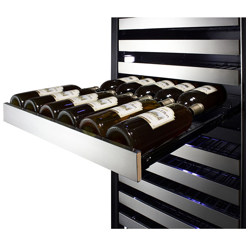 Summit 24 in. Wine Cooler with Wire Racks, Dual Temperature Zones & 163 Bottle Capacity - Stainless Steel, , hires