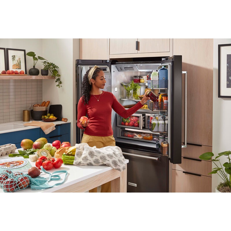 KitchenAid 36 in. 27.0 cu. ft. French Door Refrigerator with External Ice &  Water Dispenser - Black Stainless Steel