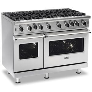 Viking 5 Series 48 in. 6.1 cu. ft. Standard Convection Double Oven Gas Range with Open Burners - Stainless Steel, , hires
