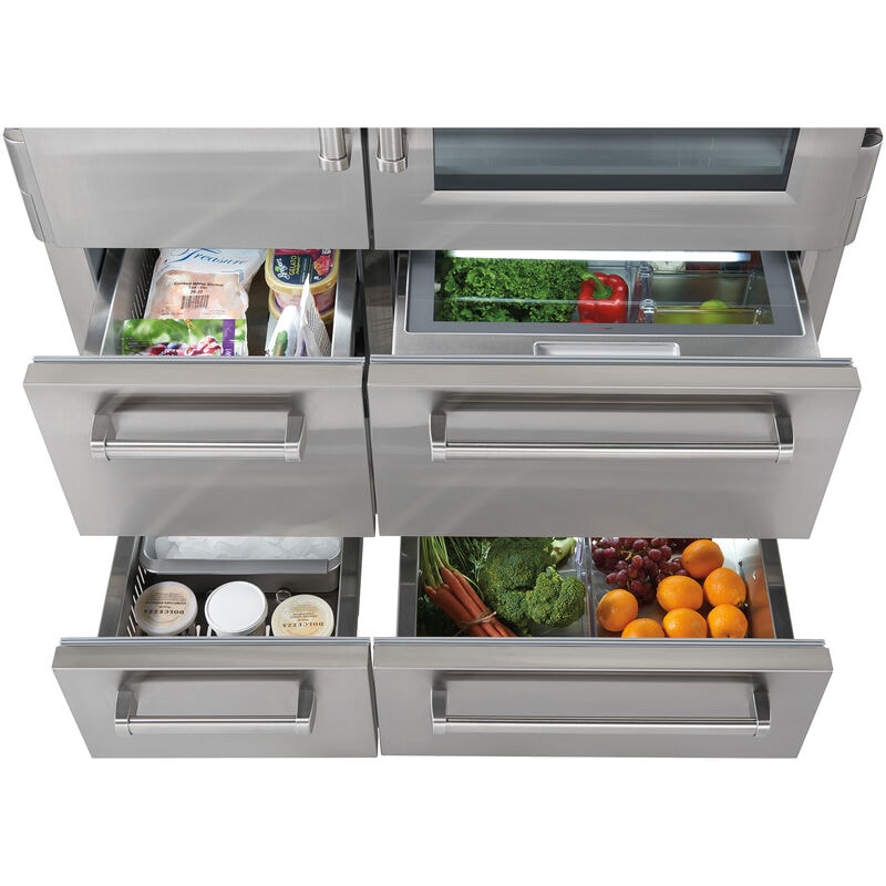 Sub-Zero Pro 48 in. 30.4 cu. ft. Built-In Smart Counter Depth 6-Door Side-by-Side Refrigerator with Glass Door & Ice Maker - Stainless Steel, , hires