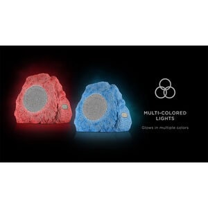 ION Glow Stone Rechargeable Wireless Outdoor LED Rock Speakers - Pair, , hires