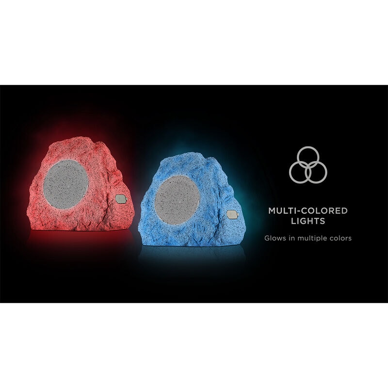 ION Glow Stone Rechargeable Wireless Outdoor LED Rock Speakers - Pair, , hires
