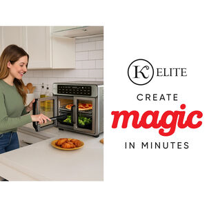 Kitchen Elite 16 Quart French Door Air Fryer Oven Countertop Convection Cooker with LED Display - Stainless Steel, , hires