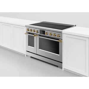 Fisher & Paykel Series 11 Professional 48 in. 6.9 cu. ft. Smart Air Fry True European Convection Double Oven Electric Range with 6 Induction Burners - Stainless Steel, , hires