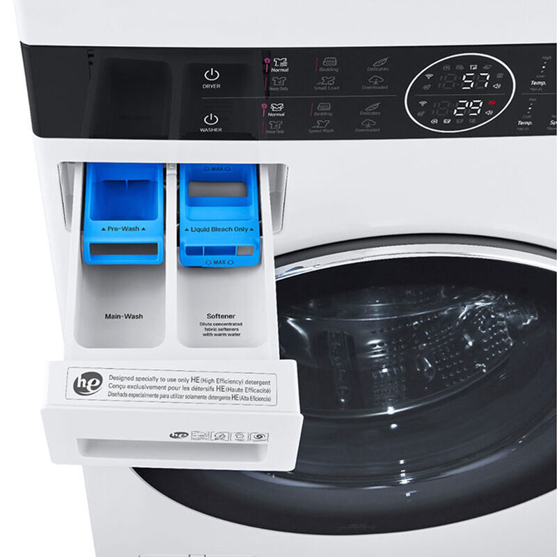 LG 27 in. WashTower with 4.5 cu. ft. Washer with 10 Wash Programs & 7.4 cu. ft. Gas Dryer with 9 Dryer Programs, Sensor Dry & Wrinkle Care - White, White, hires