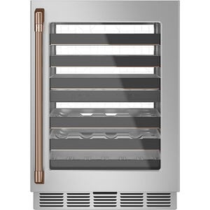Cafe 24 in. Undercounter Smart Wine Cooler with Metal Racks, Dual Temperature Zones & 46 Bottle Capacity - Stainless Steel, Stainless Steel, hires