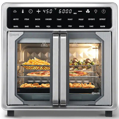 Kitchen Elite 16 Quart French Door Air Fryer Oven Countertop Convection Cooker with LED Display - Stainless Steel | KE-AFO-110FD