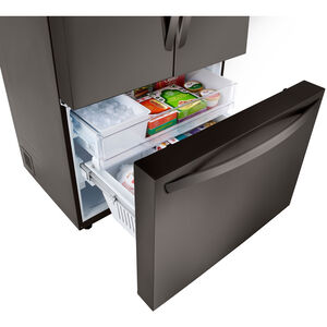 LG 36 in. 26.5 cu. ft. Smart Counter Depth French Door Refrigerator with Internal Water Dispenser - Black Stainless Steel, Black Stainless Steel, hires
