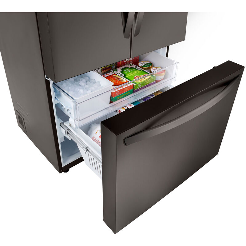 LG 36 in. 26.5 cu. ft. Smart Counter Depth French Door Refrigerator with Internal Water Dispenser - Black Stainless Steel, Black Stainless Steel, hires