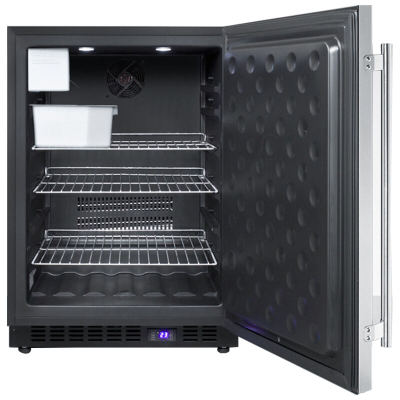 Summit 24 in. 4.7 cu. ft. Built-in Outdoor Frost Free Compact Upright Freezer with Ice-Maker & Adjustable Shelves - Stainless Steel, , hires