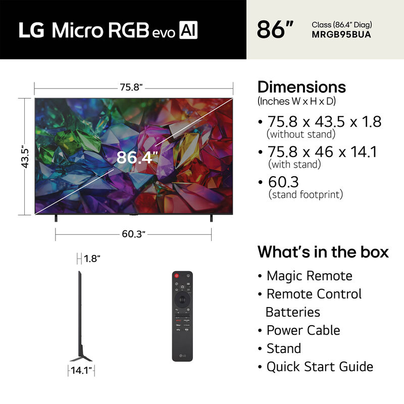 LG - 86" Class MRGB95B Micro RGB 4K UHD Smart webOS TV, , hires