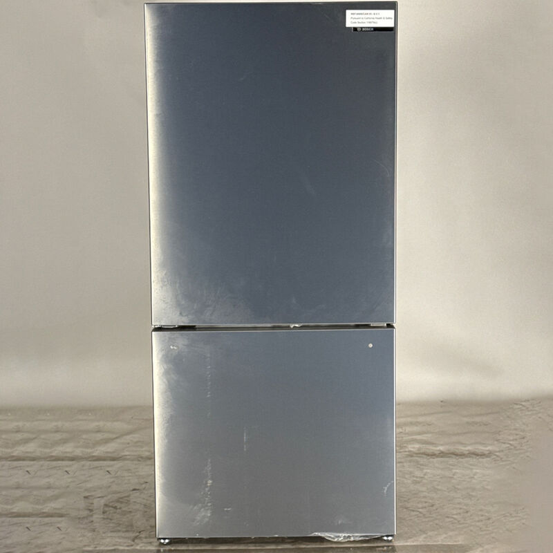 Bosch 100 Series 33 in. 17.2 cu. ft Counter Depth Bottom Freezer Refrigerator with Ice Maker - Stainless Steel (Open Box Fair Condition), , hires