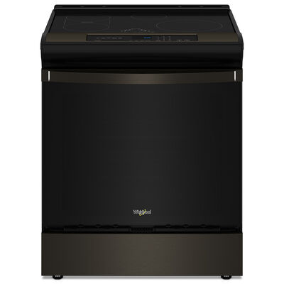Whirlpool 30 in. 6.4 cu. ft. Air Fry Convection Oven Slide-In Electric Range with 4 Induction Zones - Black with Stainless Steel | WSIS5030RV