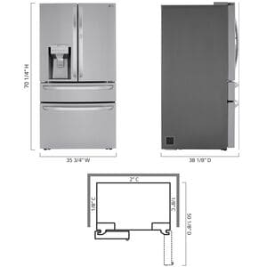 LG 36 in. 29.5 cu. ft. Smart 4-Door French Door Refrigerator with Ice & Water Dispenser - PrintProof Stainless Steel, PrintProof Stainless Steel, hires