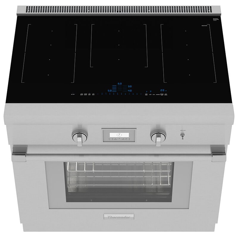 Thermador Professional Series 36 in. 4.9 cu. ft. Smart True European Convection Electric Range with 5 Induction Burners - Stainless Steel, , hires