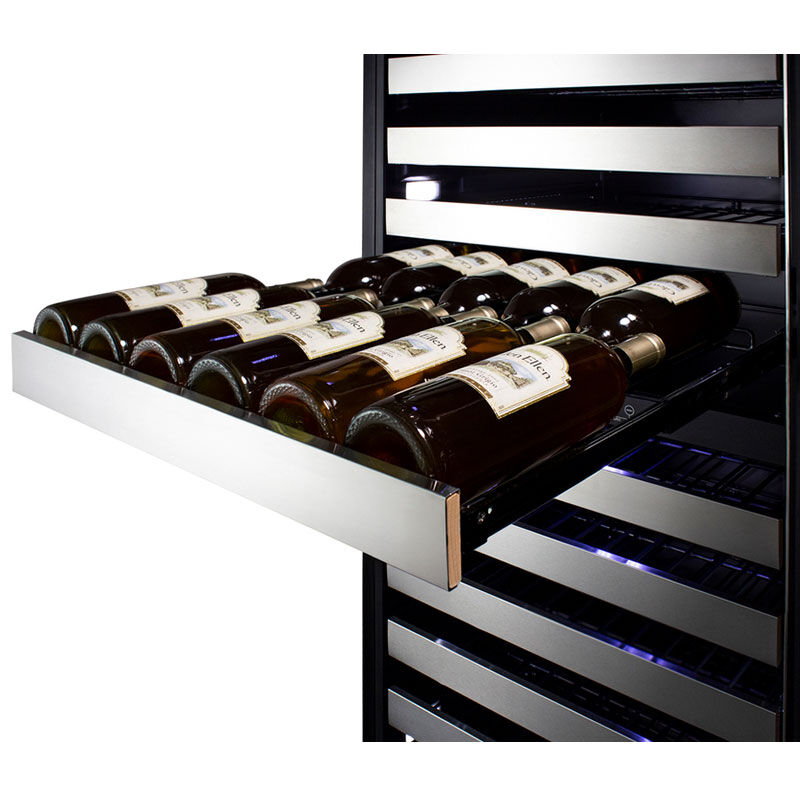 Summit 24 in. Wine Cooler with Wire Racks, Dual Temperature Zones & 163 Bottle Capacity - Stainless Steel, , hires