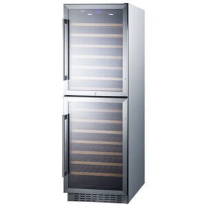 Summit 24 in. Wine Cooler with Wood Racks, Dual Temperature Zones & 118 Bottle Capacity - Stainless Steel, , hires