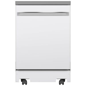 GE 24 in. Portable Dishwasher with Top Control, 54 dBA Sound Level, 12 Place Settings, 3 Wash Cycles & Sanitize Cycle - White, White, hires