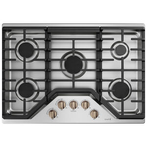Cafe 30 in. 5-Burner Natural Gas Cooktop with Simmer Burner & Power Burner - Stainless Steel, , hires