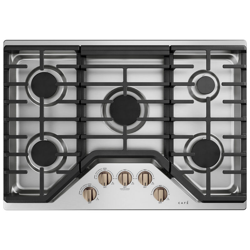 Cafe 30 in. 5-Burner Natural Gas Cooktop with Simmer Burner & Power Burner - Stainless Steel, , hires