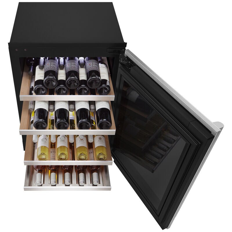 Signature Kitchen Suite 24 in. Undercounter Smart Wine Cooler with Metal & Wood Racks, Dual Temperature Zones & 41 Bottle Capacity - Custom Panel Ready, , hires