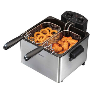 Hamilton Beach 12 Cup 3 Basket Electric Deep Fryer - Stainless Steel, , hires