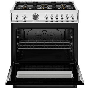 Bertazzoni Professional Series 36 in. 5.9 cu. ft. Dual Convection Gas Range with 6 Sealed Burners & Griddle - Black, Black, hires