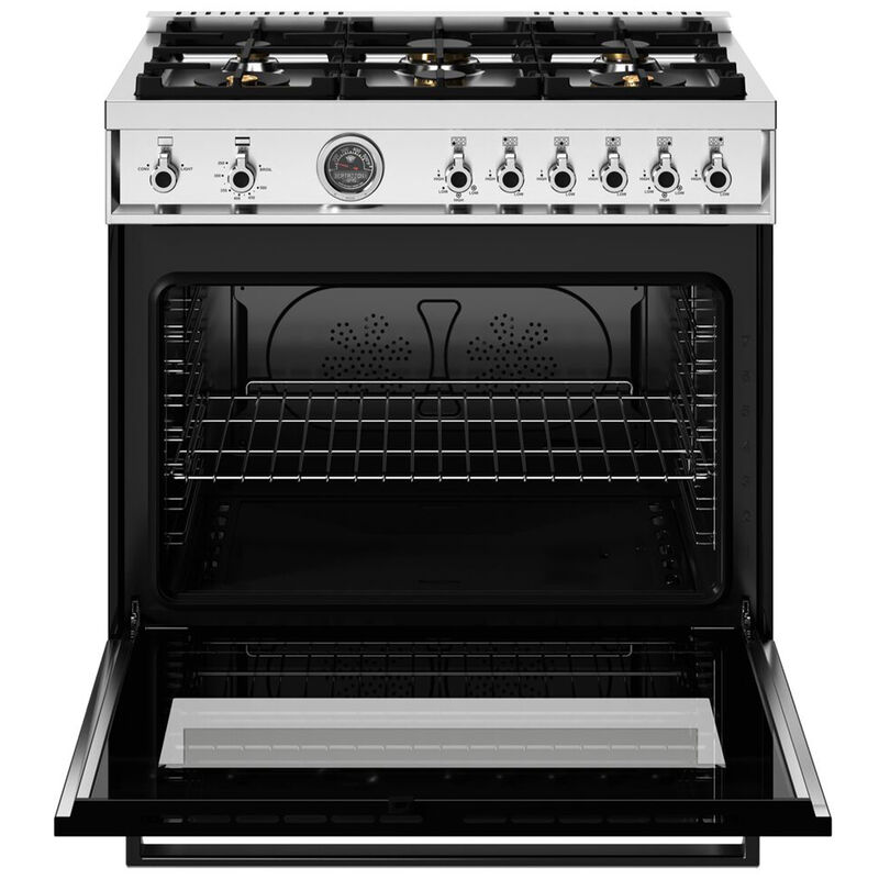 Bertazzoni Professional Series 36 in. 5.9 cu. ft. Dual Convection Gas Range with 6 Sealed Burners & Griddle - Black, Black, hires