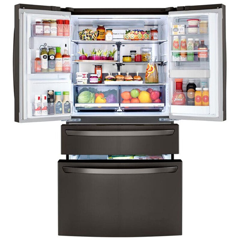 LG 36 in. 29.5 cu. ft. Smart 4-Door French Door Refrigerator with External Ice & Water Dispenser- Black Stainless Steel, Black Stainless, hires