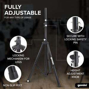 Gemini Professional Speaker Stand - Black, , hires