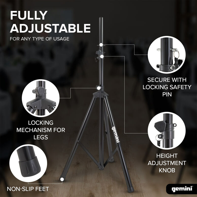 Gemini Professional Speaker Stand - Black, , hires