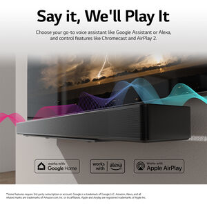 LG 3.1. 3 Channel Dolby Atmos Smart Sound Bar with Bluetooth & Wireless Subwoofer - Black, , hires