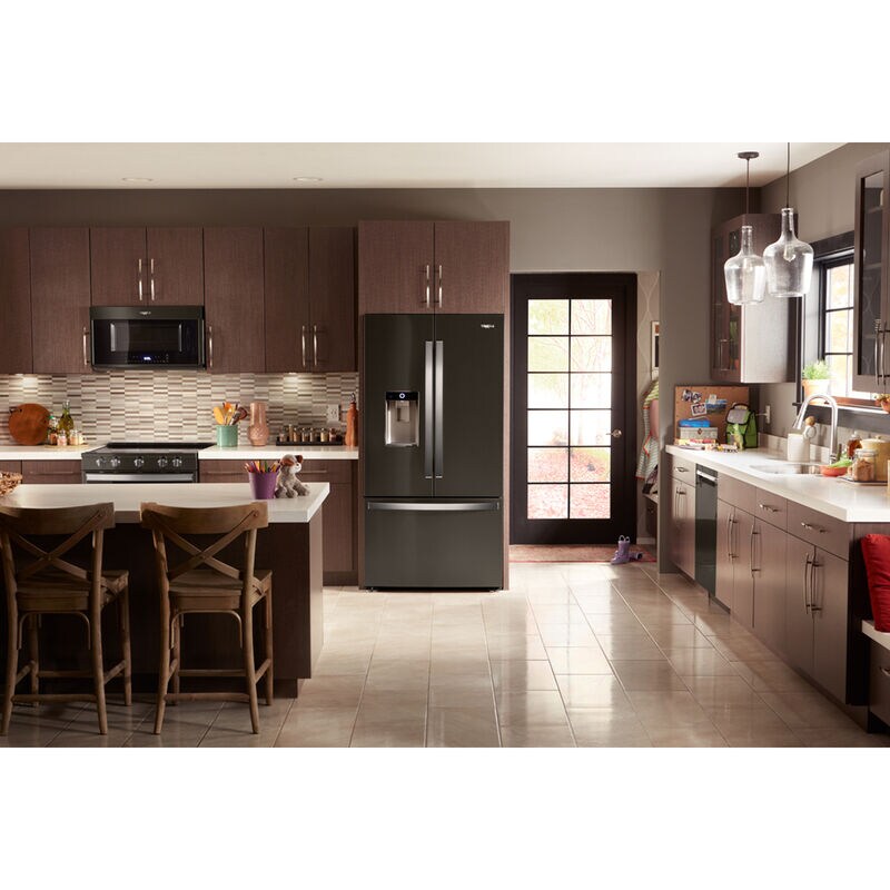 Whirlpool 36 in. 23.8 cu. ft. Counter Depth French Door Refrigerator with Ice & Water Dispenser - Black Stainless Steel, Black Stainless Steel, hires