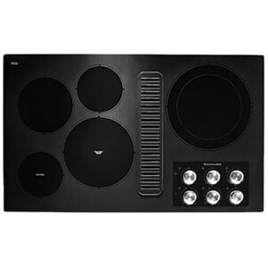 KitchenAid 36 in. 5-Burner Electric Cooktop with Downdraft, Simmer Burner & Power Burner - Black, , hires