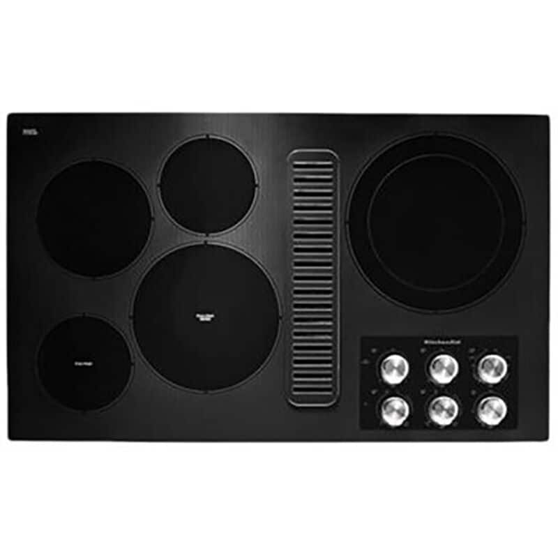 KitchenAid 36 in. 5-Burner Electric Cooktop with Downdraft, Simmer Burner & Power Burner - Black, , hires