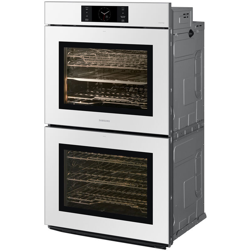 Samsung Bespoke 30 in. 10.2 cu. ft. Smart Top Control SteamElectric Double Wall Oven with Dual Convection - White Glass, , hires