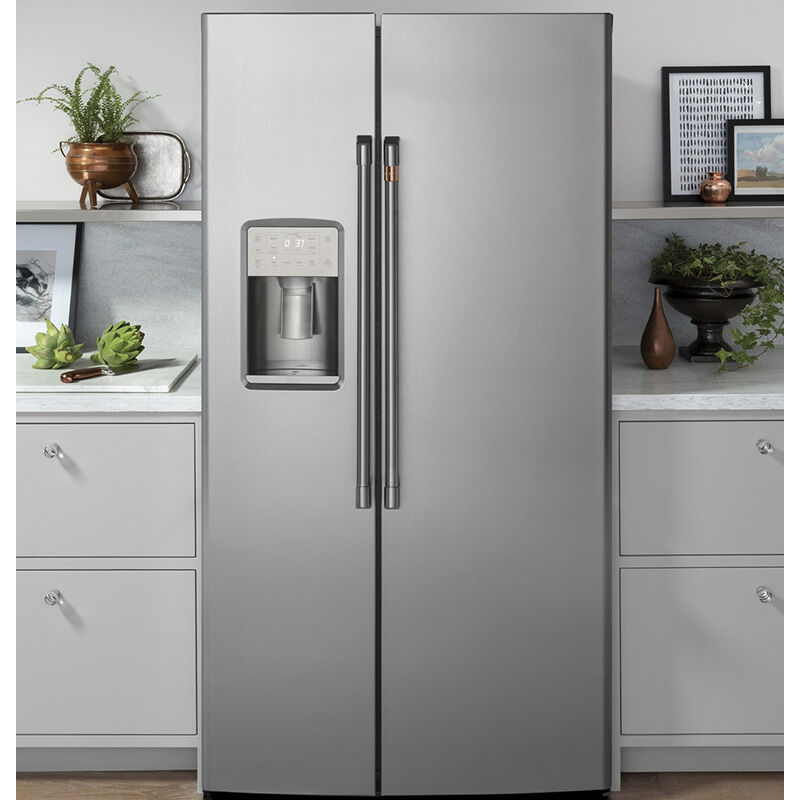 Cafe 36 in. 21.9 cu. ft. Counter Depth Side by Side Refrigerator with Ice & Water Dispenser - Stainless Steel, , hires