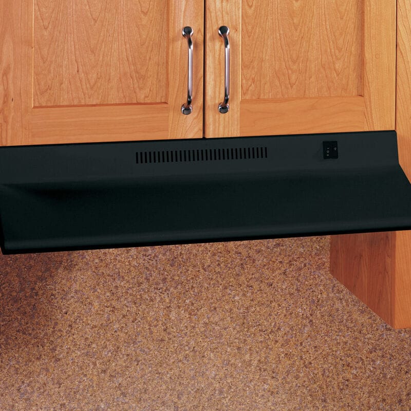 GE 30 in. Ductless Standard Style Range Hood with 2 Fan Speeds & 1 Incandescent Light - Black, Black, hires