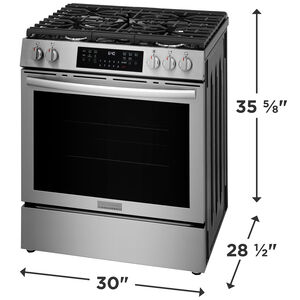Frigidaire Gallery 30 in. 5.1 cu. ft. Air-Fry True European Convection Steam Gas Range with 5 Sealed Burners - Stainless Steel, , hires