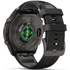 Garmin fenix 9 Pro 47 mm, AMOLED Smart Watch - Carbon Gray DLC Titanium with Black/Pebble Gray Silicone Band, , hires