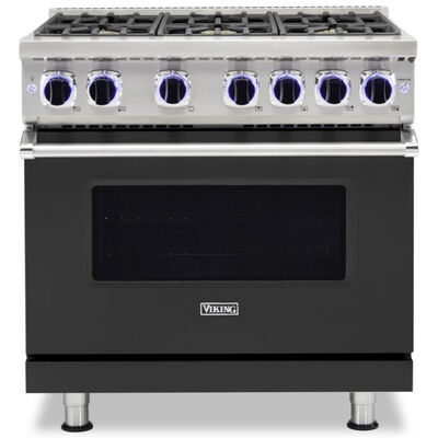 Viking 7 Series 36 in. 5.1 cu. ft. Convection Oven Freestanding Gas Range with 6 Sealed Burners - Cast Black | VGR73626BCS