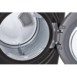 LG 27 in. 7.4 cu. ft. Smart Stackable Round-Door Gas Dryer with Tempered Glass, Built-In Intelligence, Sensor Dry, Turbo Steam, Sanitize & Steam Cycle - Black Steel, Black Steel, hires