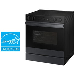 Samsung Bespoke 30 in. 6.3 cu. ft. Smart Air Fry True European Convection Slide-In Electric Range with Smoothtop Burners - Matte Black Steel, , hires